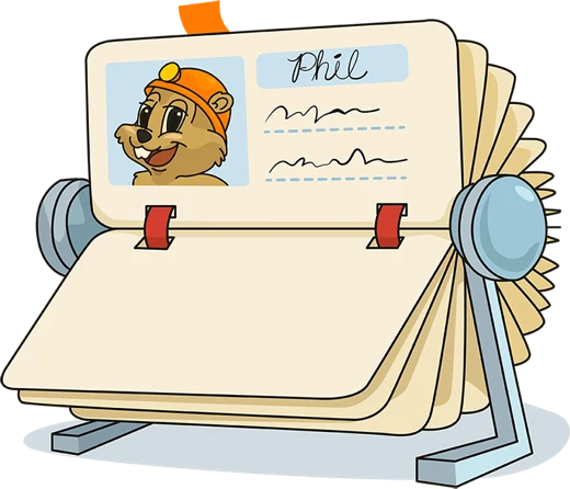 Phil on a rolodex card in a stack of contact records