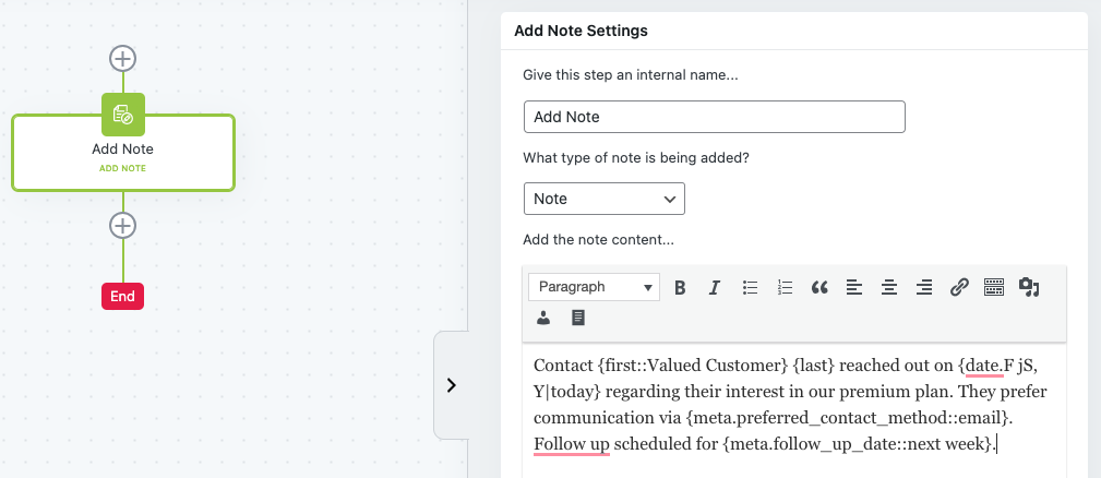 Add Note Settings