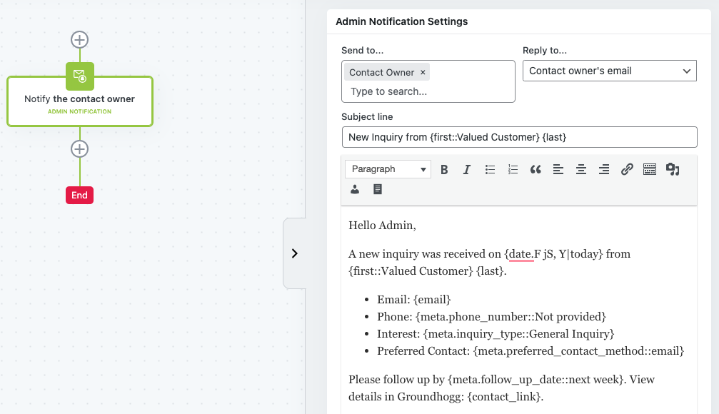 Admin Notification Settings