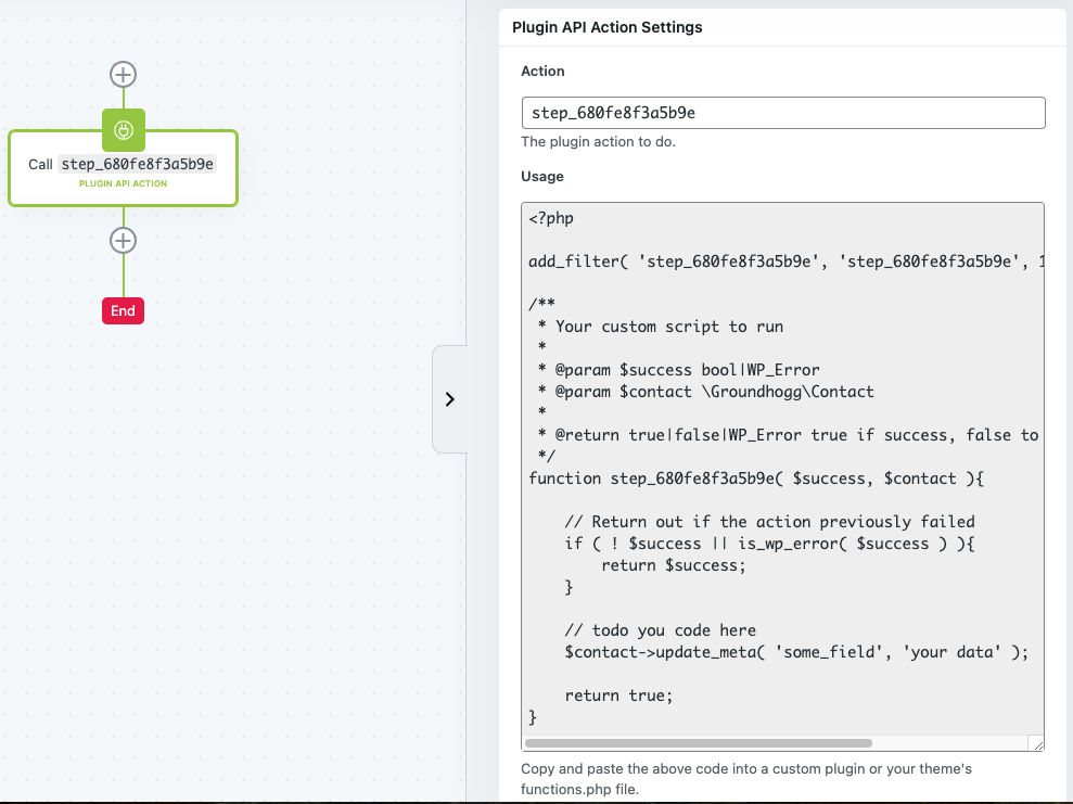Plugin API Action Settings
