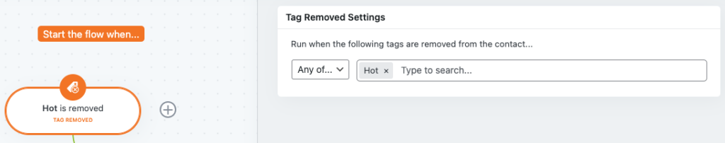 Tag Removed Settings