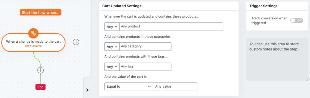 Cart Updated Settings
