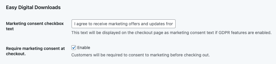 Easy Digital Downloads Consent settings