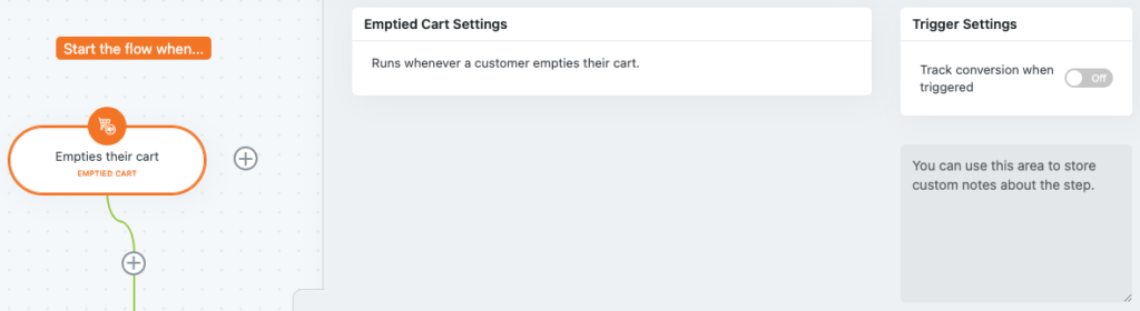Emptied Cart Settings