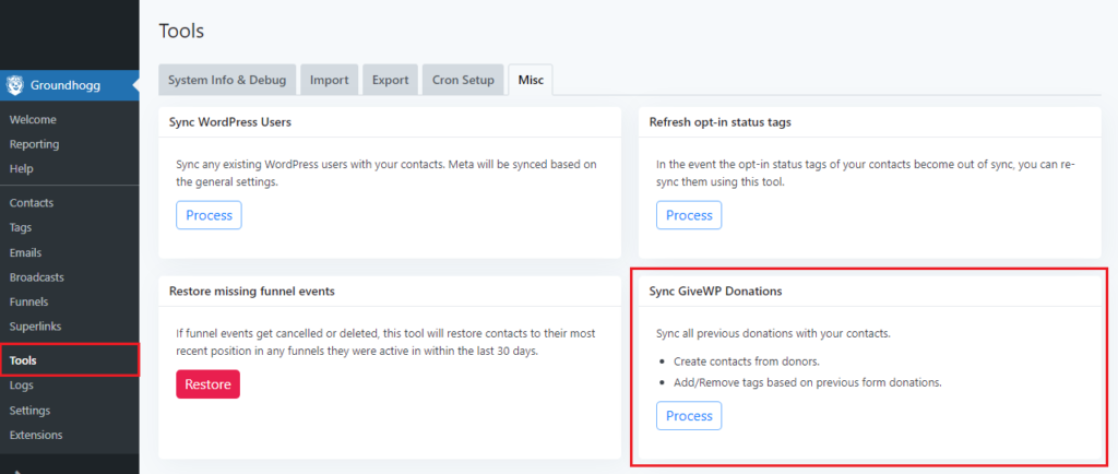 Sync GiveWP Donations