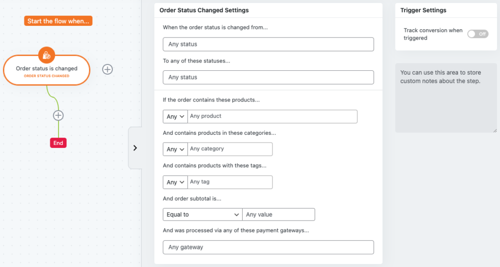 Order Status Changed Settings