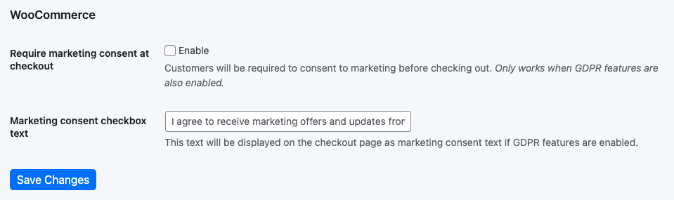 WooCommerce Compliance Settings
