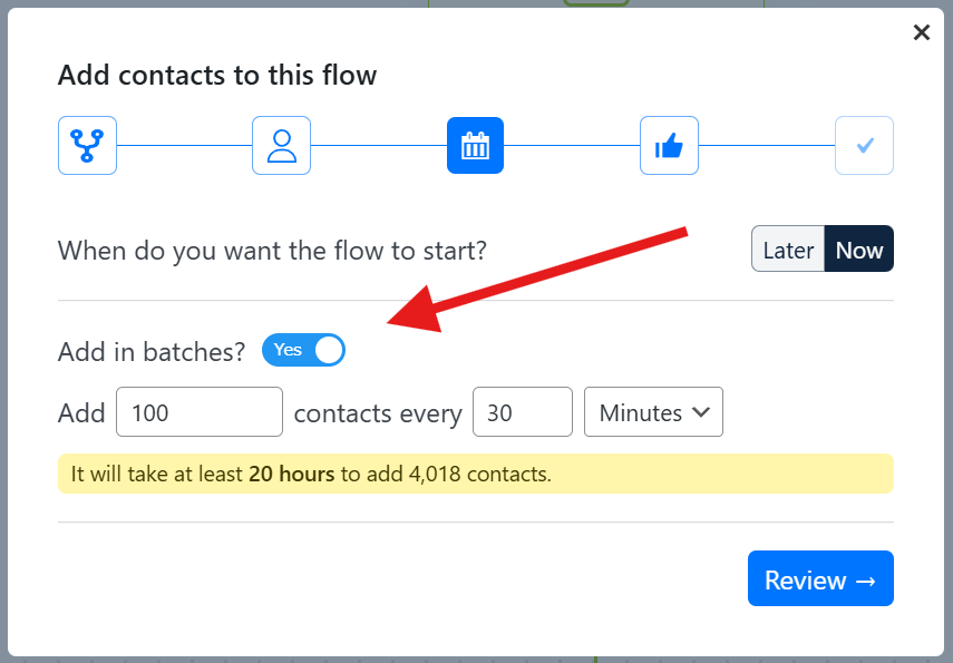 flow batch scheduling settings