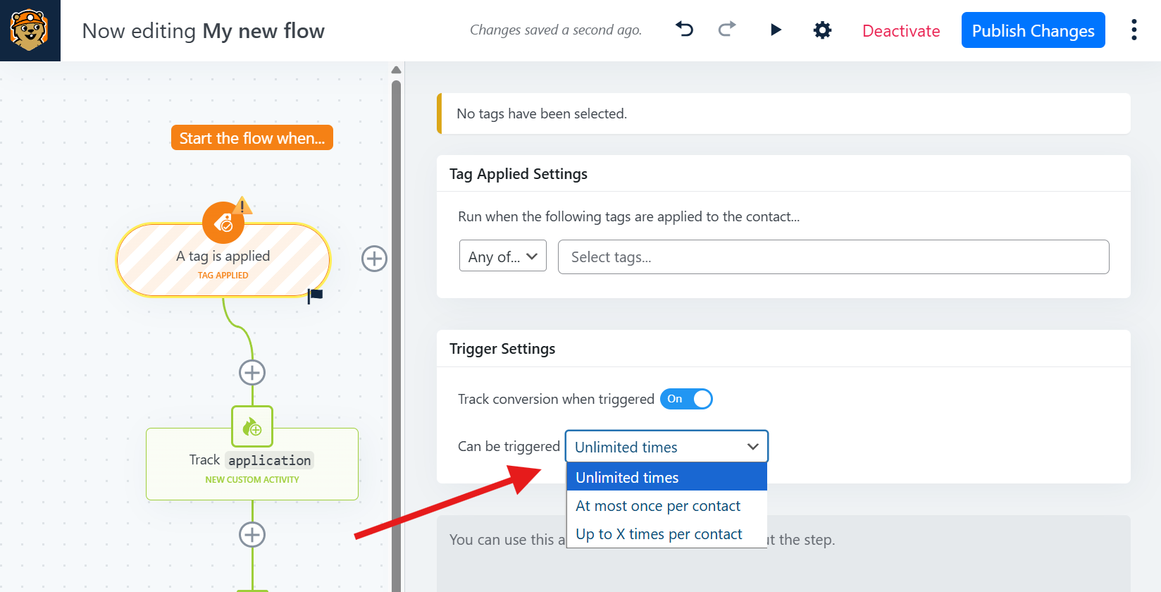 flow trigger frequency settings